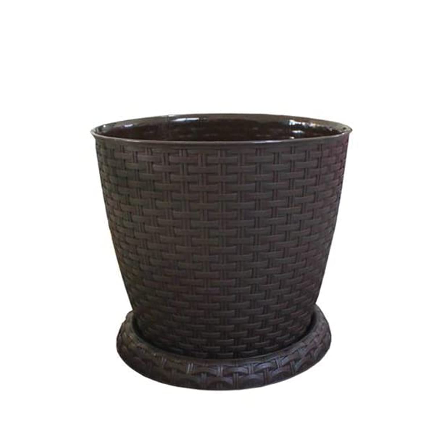 25 cm Rattan-Style Plastic Flower Pot, Elegant Plant Pot for Indoor & Outdoor Use, Durable & Lightweight Design