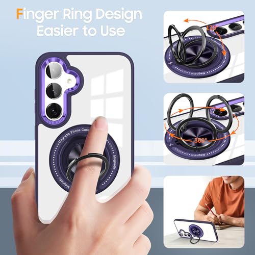 Coque Samsung A35 béquille violette et rose avec dos transparent net