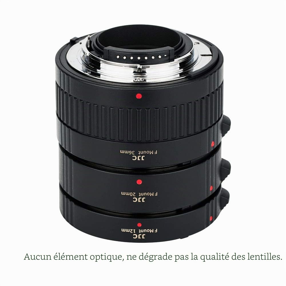 JJC Autofocus Lot de Tubes d'extension Macro pour Nikon F Mount appareils Photo Reflex numériques