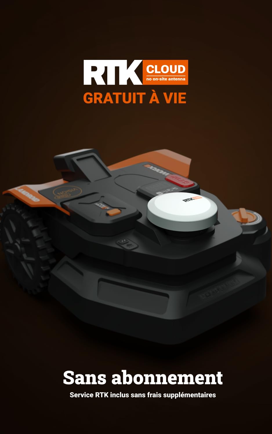 WORX Vision Cloud 2WD Robot Tondeuse WR318E, sans Fil périphérique, jusqu'à 1800 m² (évitement d'obstacles par IA, Navigation VSLAM + RTK Cloud, cartographie Auto, contrôle Via l'app, Cut-to-Zero) - 4