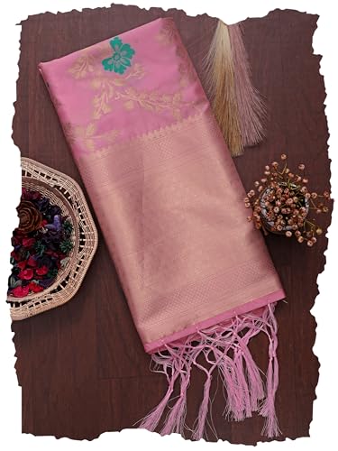 Image of DEVANGI Women's Woven Jacquard Banarasi Silk Printed Dupatta /Chunni with Meena Work, Width 1 Meter, Length 2.5 Meter