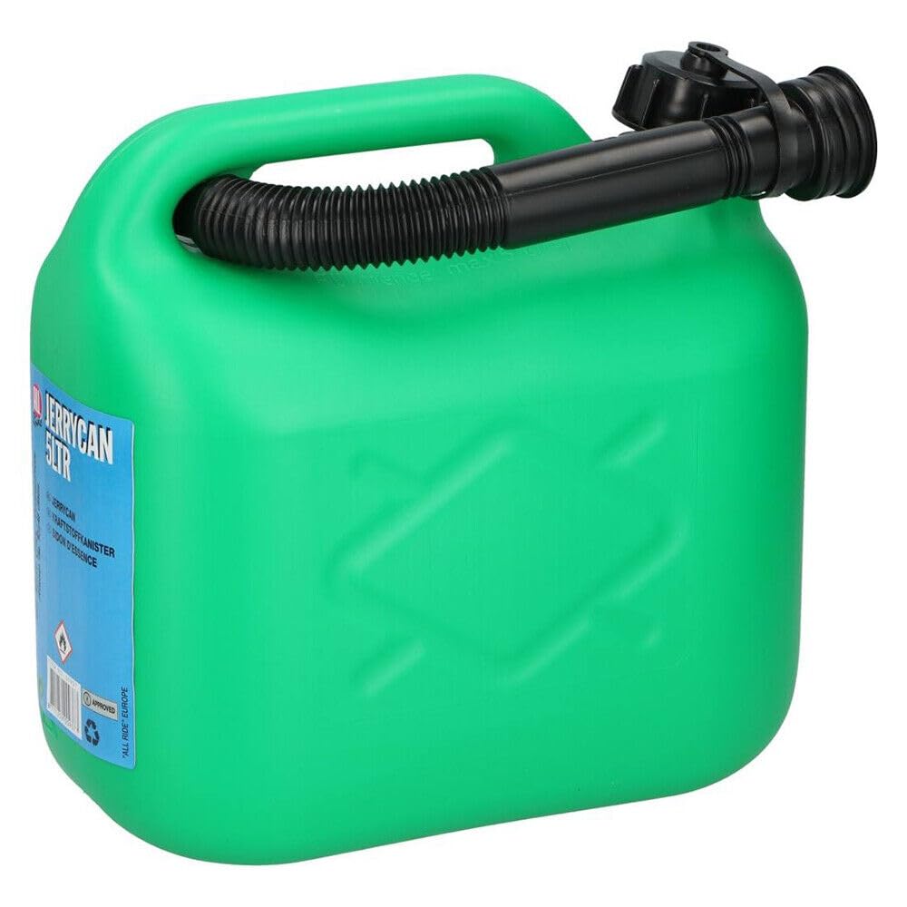 5L Petrol Diesel Fuel Jerry Can,Car Spout Nozzle Flexi with Spout Nozzle Container Storage for Car Van Motorcycle,Emergency Backup for Vehicles Storage(Green)