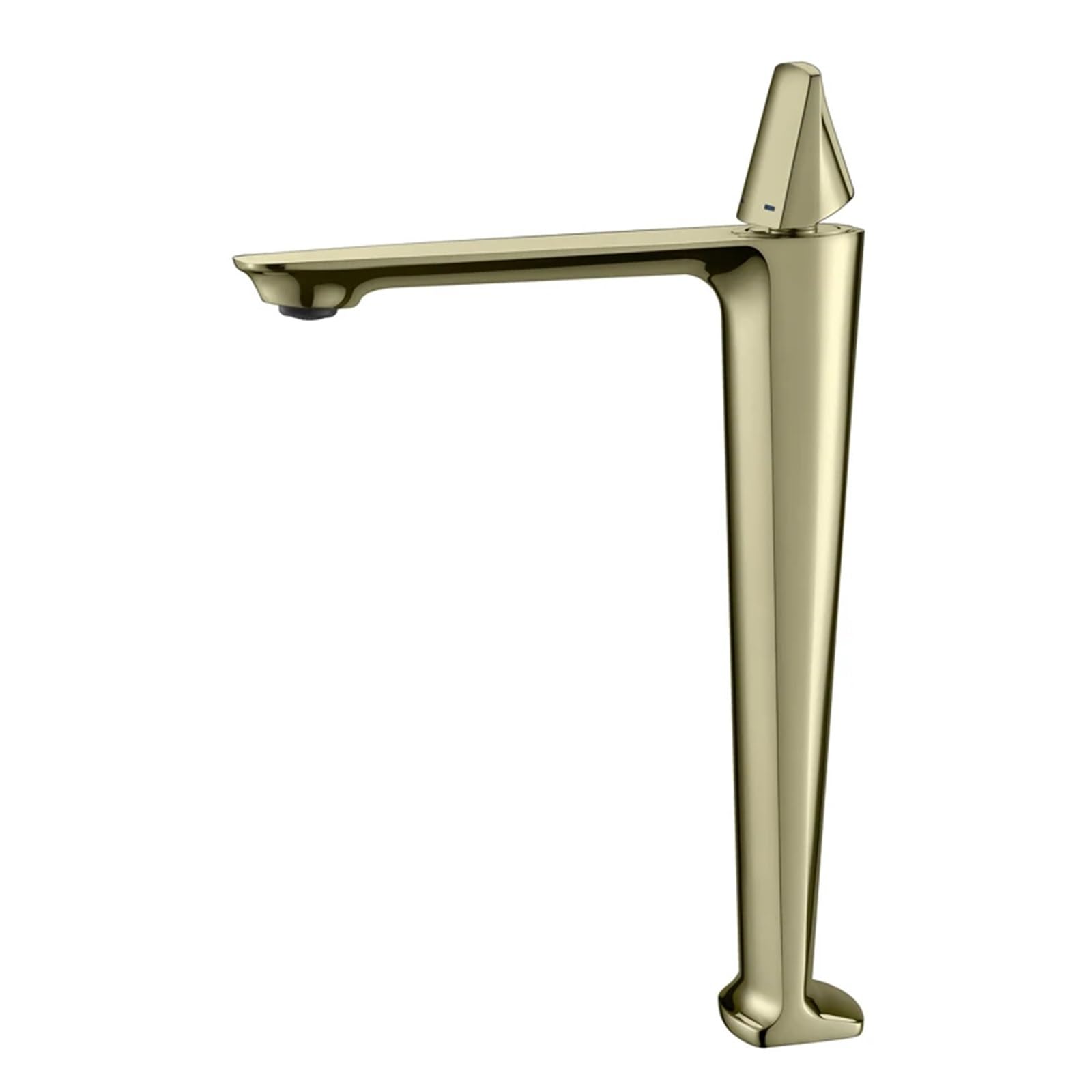 Grifo de lavabo monomando alto dorado brillante para agua fría y caliente en un solo orificio
