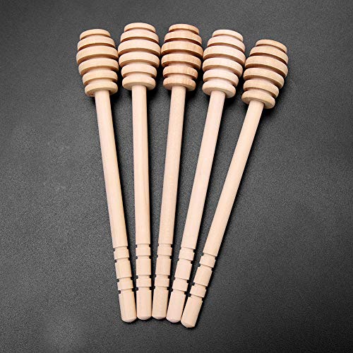 aqxreight Honey Dripper, Wooden Honey Drizzler Stick for Jam Syrup Kitchen Gadgets, 16cm Wood Stirring Rod with Grooves for Even Dispensing, 24Pcs for Bread Chocolate Caramel