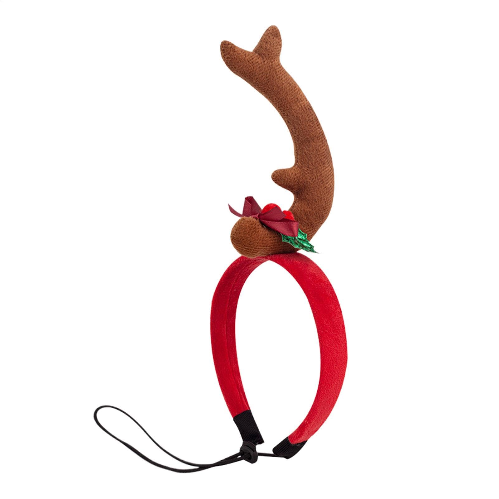 Reindeer Antlers Headband for Dog, Cartoon Dog Christmas Reindeer Antlers Headband, Dog Christmas Costume Reindeer Hoop with Adjustable Elastic Band for Cats Puppies