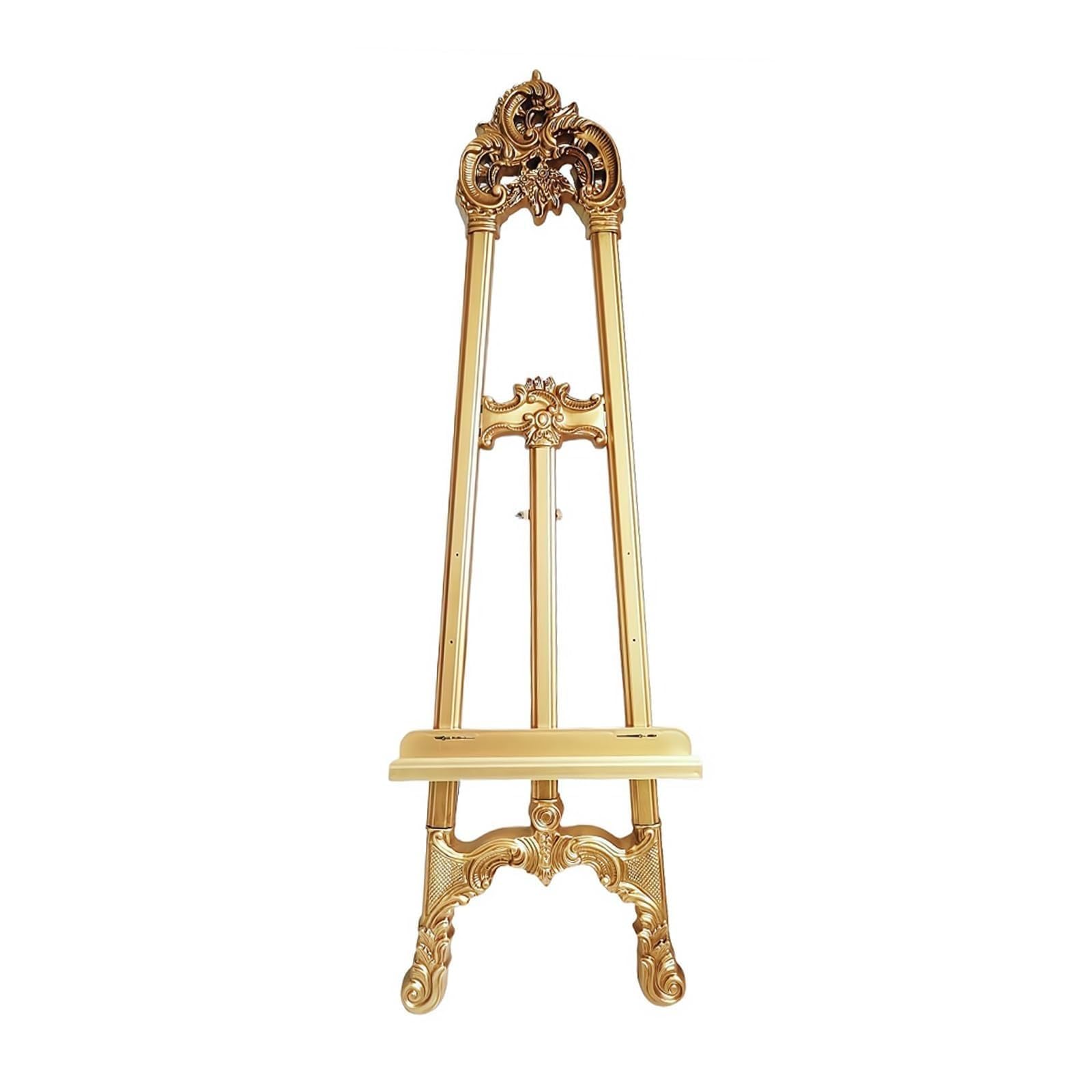 CWCQGH Floor Stand, Arts Crafts Easels, Antique Gold Easel, Large Freestanding Plastic Easels For Display, Welcome Sign Stand, Easel Stand For Wedding Sign(Gold easel)