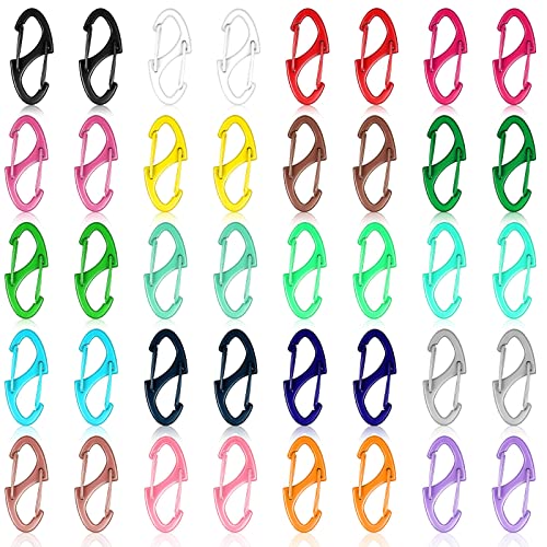 Demissle 40 Pcs Small Carabiner Clips 1.6 Inch Double Sided Gate Snap Hooks Key Clips for Keychains Accessories Camping Fishing Hiking(Multicolor)