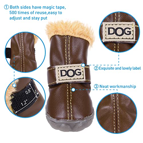 Zekoo Dog Shoes Australia Boots Pet Antiskid Winter Warm Skidproof Grains Wear-Resisting Sneakers Paw Protectors (2, Brown) #TOP1