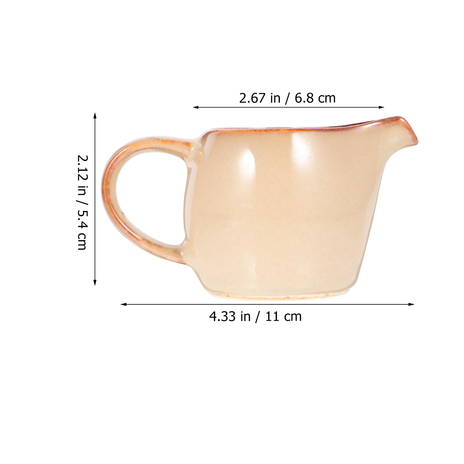 Amosfun Mini Ceramic Creamer with Handle Ceramic Cream Jug Porcelain Gravy Boat Coffee Milk Pitcher Dipping Sauce Jug Milk Pourer Syrup Dispenser 4.33 X 2.67 X 2.12 Inch Brown
