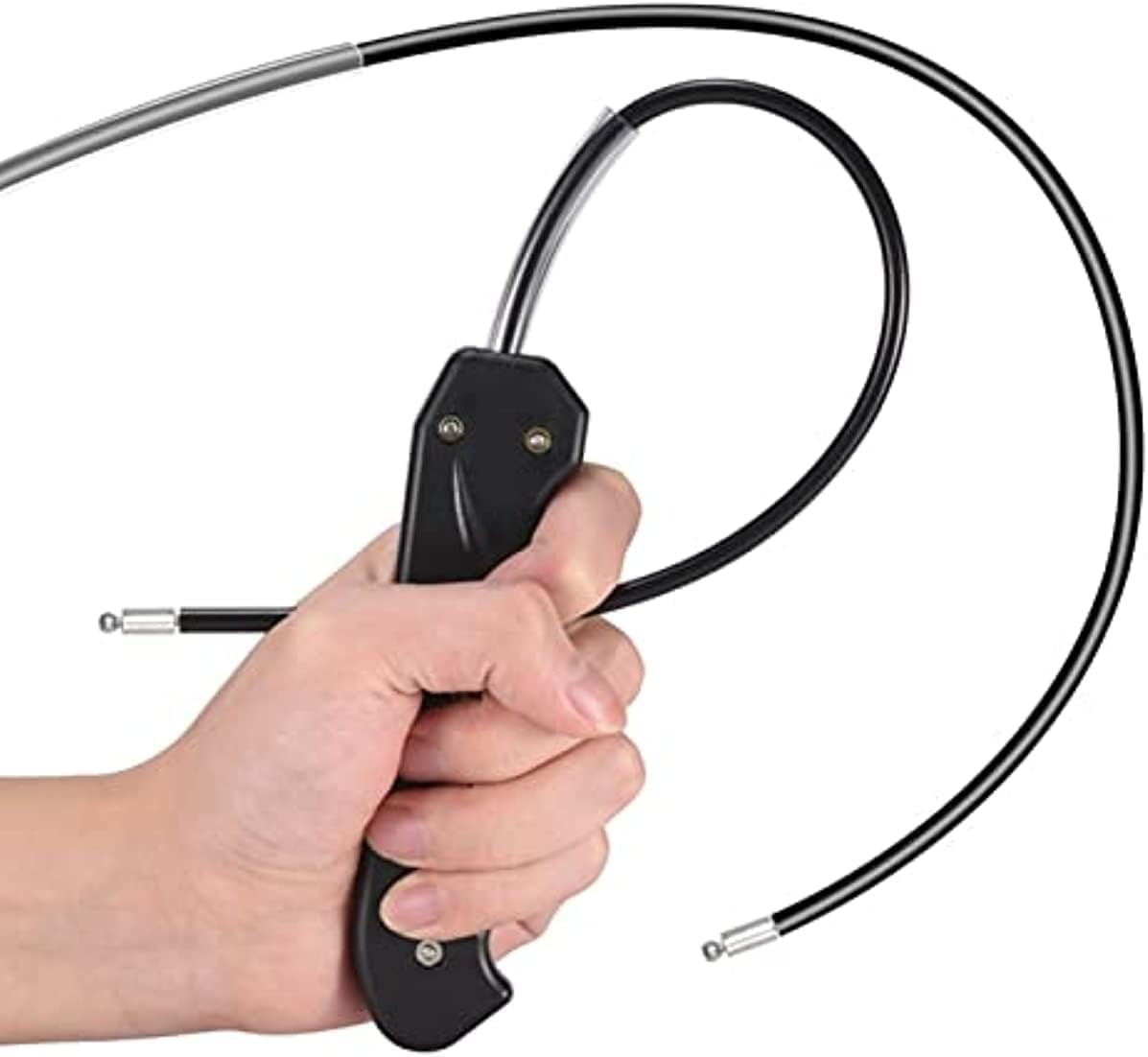 DEWIN Látigo portátil, látigo de autodefensa de 16,7 pulgadas, látigo de motocicleta, ligero, multiusos, negro con mango de ABS y cuerda de acero inoxidable para combate, seguridad del coche personal