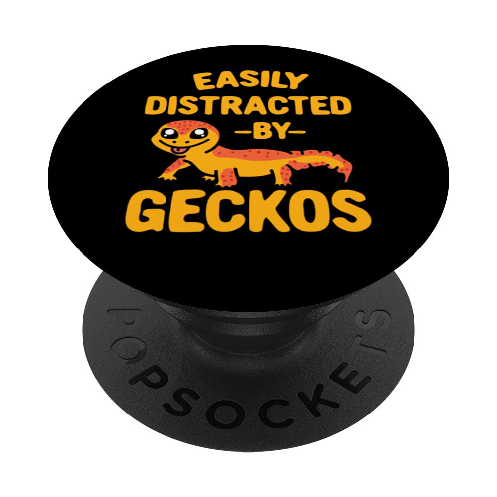 Funny Easily Distracted By Geckos Geckoes Design PopSockets Swappable PopGrip
