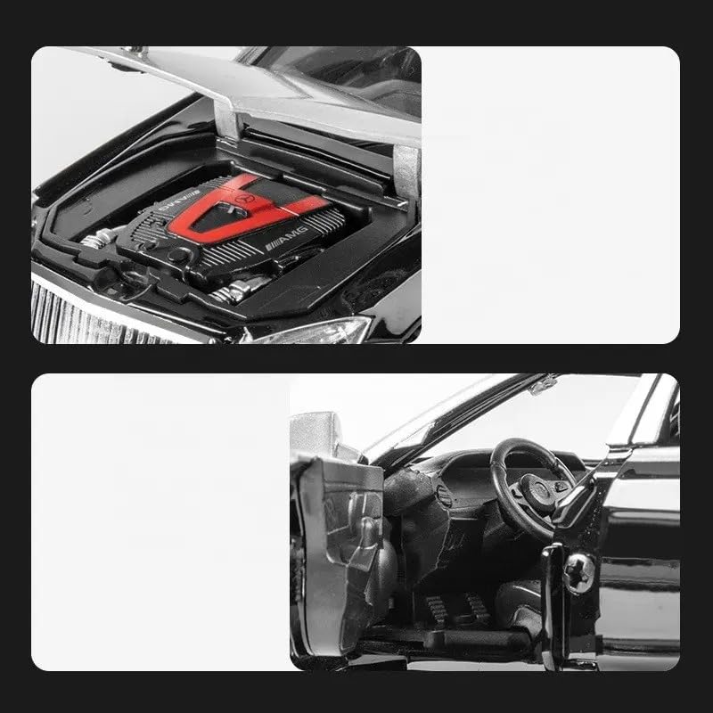 Advisian store Scale Exclusive Alloy Metal Pull Back | Die-cast Car Model with Sound Light Mini Auto Toy for Kids Metal Model Toy Car with Sound and Light (1.32 Scale MERCE-DES S650-BLACK) 4