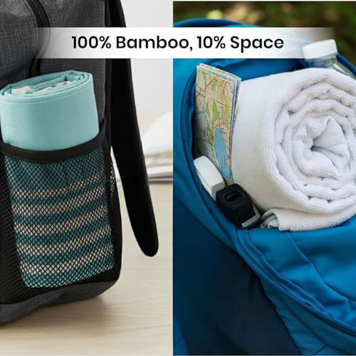 Image of Mush Grab & Go Bamboo Travel Towel | 100% Bamboo Bath Towel for Beach, Hiking & Gym Towel for Men Workout | Compact Towels with Travel Bag | 60x120 cms, 250GSM Quick Dry & Featherlight | Aqua