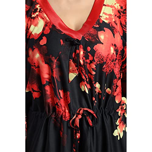 Image of Women's- Kaftan /Nighty /Maxi /Gown /Nightdress /Nightwear Serena Fabric- V-Neck Floral Print