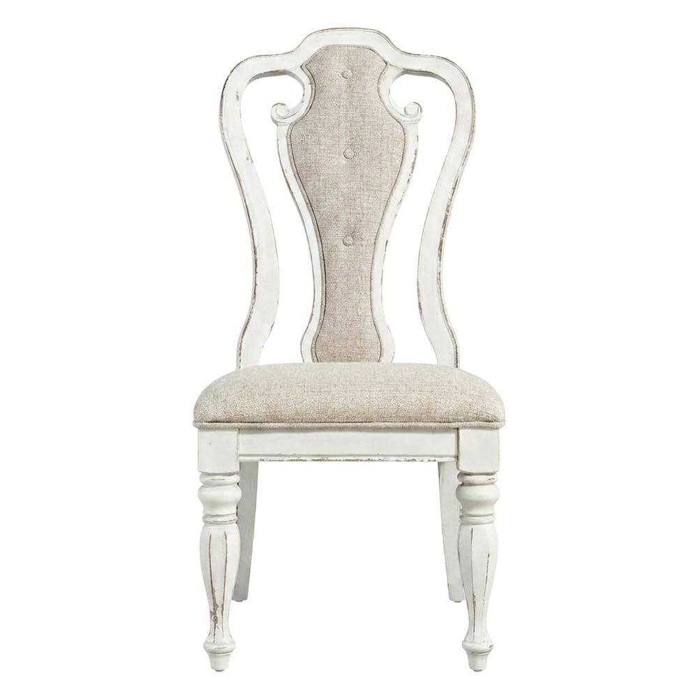 Chenille-Upholstered Side Chair Set of by Starlight Canyon Home – Solid + Manufactured Wood, White