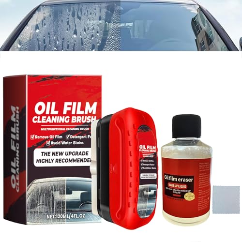 Pulizia Vetri Auto,Oil Film Cleaning Brush,Clear Vision Glass Cleaner,Clear Vision Auto,Detergente Vetri Auto,Detergente per Parabrezza e Rimozione Pellicola D'olio