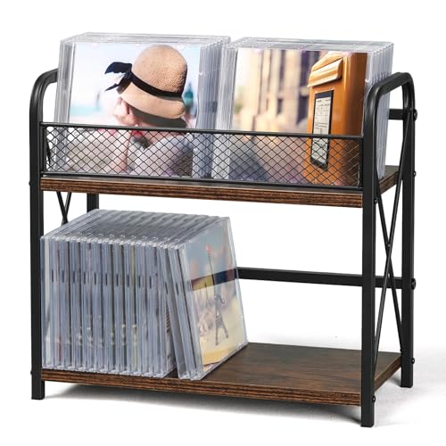 GHIAKQYT Support CD à 2 niveaux en bois pour CD/DVD