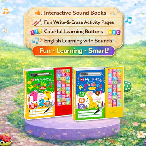 Image of ABCD & Numbers Musical Sound Book Combo Set | Interactive Alphabet & Counting Sound Board Books for Early Learning - Learn Numbers & Alphabet (Alphabet & Number)