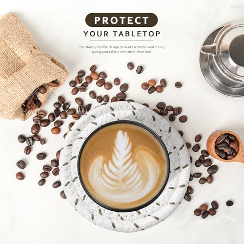 Image of Coasters Set of 8 for Drinks, 4 Inch Large Coaster for Coffee Table, Tabletop Protection for Hot & Cold Drinks, Versatile Coasters for Home Decor, Non-Slip & Easy to Clean, Coffee (SA8)