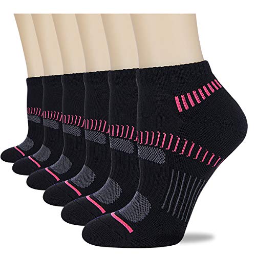 Eallco Womens Ankle Socks Athletic Running Cushioned Socks 6 Pairs
