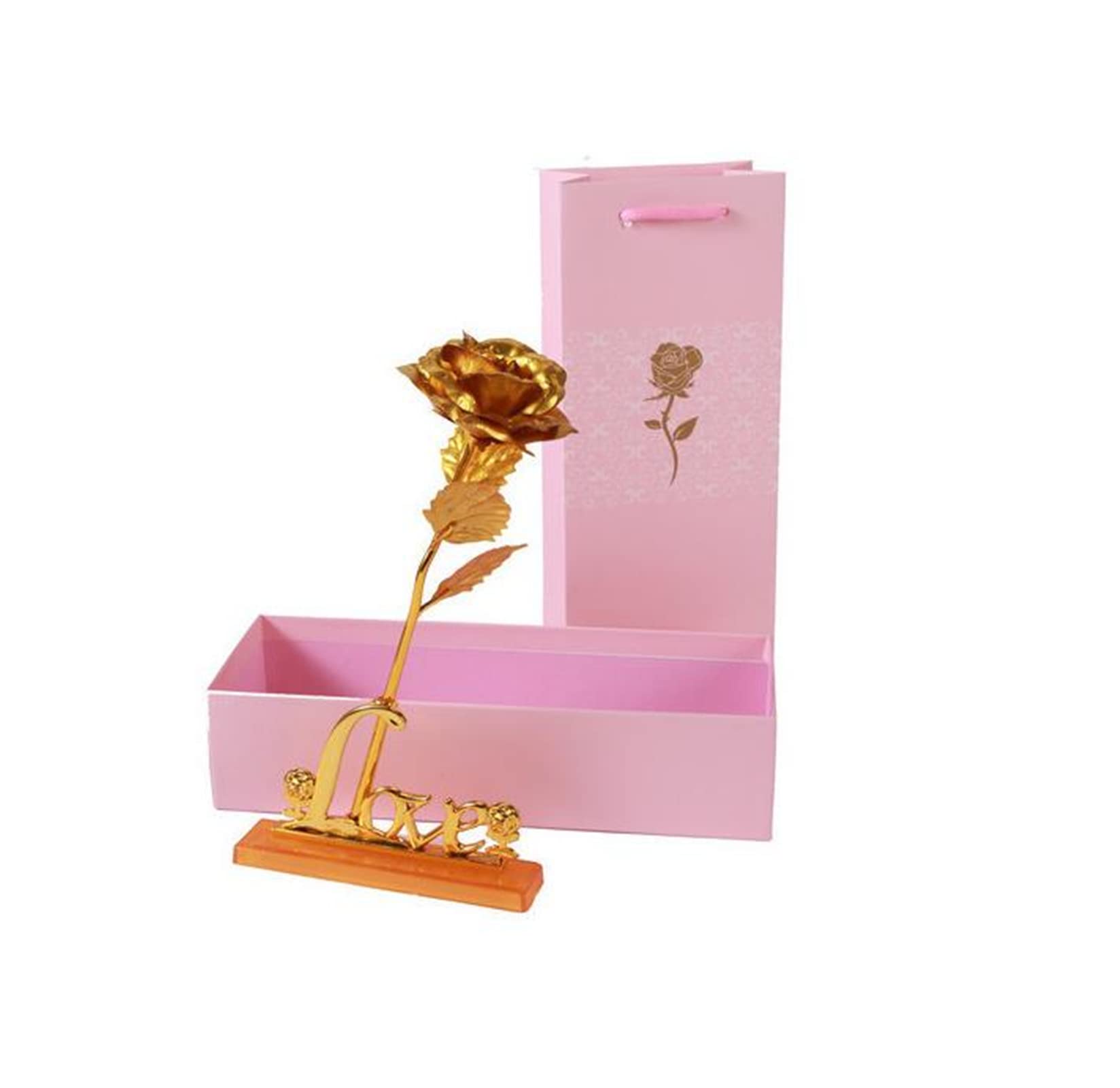 Colorful Rose Flowe Gift for Her, 24K Golden Foil Roses Gifts for Women, Gold Rose Gift with Love Stand, Blue Rose Flower Gifts fo Mother's Day Teachers' Day Valentine's Day Anniversary (Gold,box2)