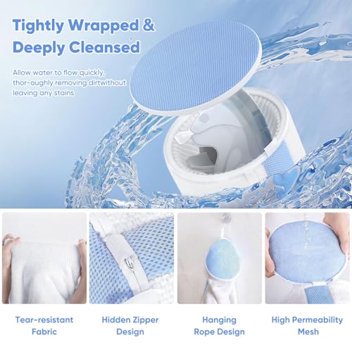 Image of Teletrogy 2Pcs Shoe Washing Machine Bags, Laundry Shoes Bag for Washer & Dryer, Reusable Shoe Cleaning Bag Fluffy Fiber Inside, Large Sneaker Tennis Laundry Bags for All Mudy Shoes, 7 x 13 Inches