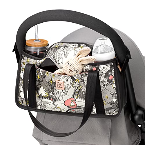 Image of Petunia Pickle Bottom Wander Stroller Caddy | Perfect Baby Caddy to Keep Everything Organized | Multiple Carry Positions - Fits Most Strollers | Disney's Beauty & The Beast - Pop Art Belle