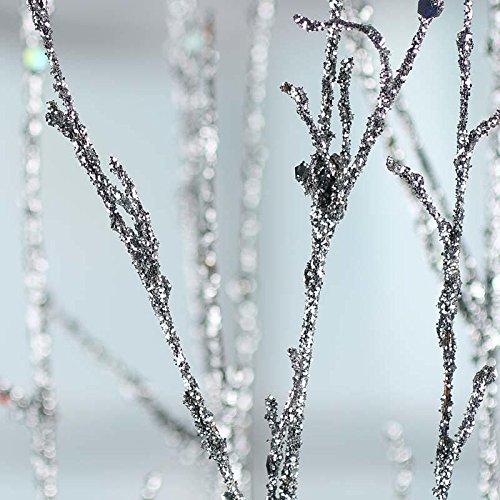 Factory Direct Craft Pack of 12 Sparkling Silver Artificial Twig Branch Picks for Winter Floral Arrangements, Christmas Trees Accents, Wedding Centerpieces (Size: 23