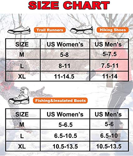 EnergeticSky Upgraded Version of Walk Traction Ice Cleat Spikes Crampons,True Stainless Steel Spikes and Durable Silicone,Boots for Hiking On Ice & Snow Ground,Mountian.