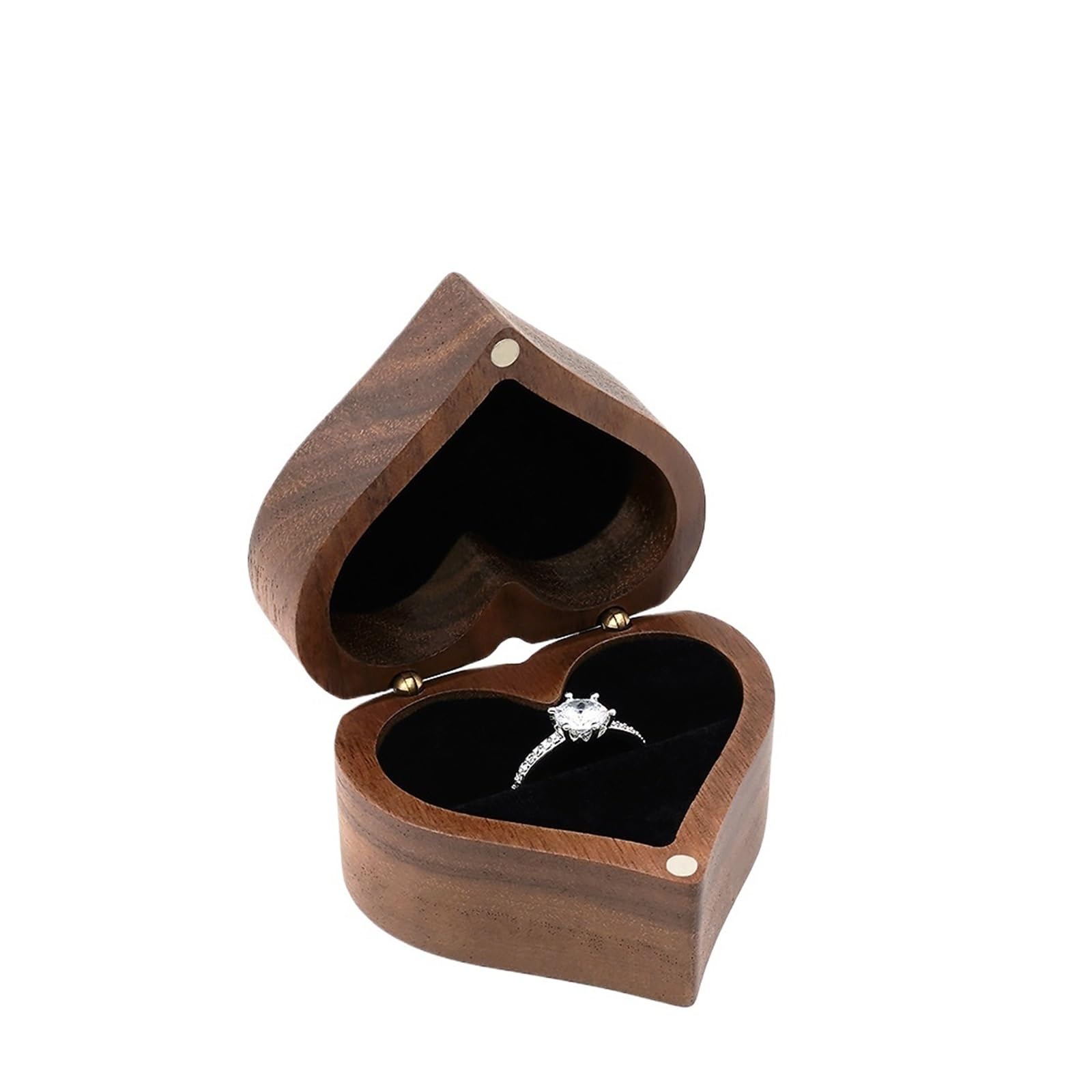 LCKKJHG Wedding Ring Box Heart-shaped Wooden Jewelry Box Proposed Jewellery Case Wedding Display Storage Organizer Earring Ring Necklace(Color 01,NO ENGRAVING)