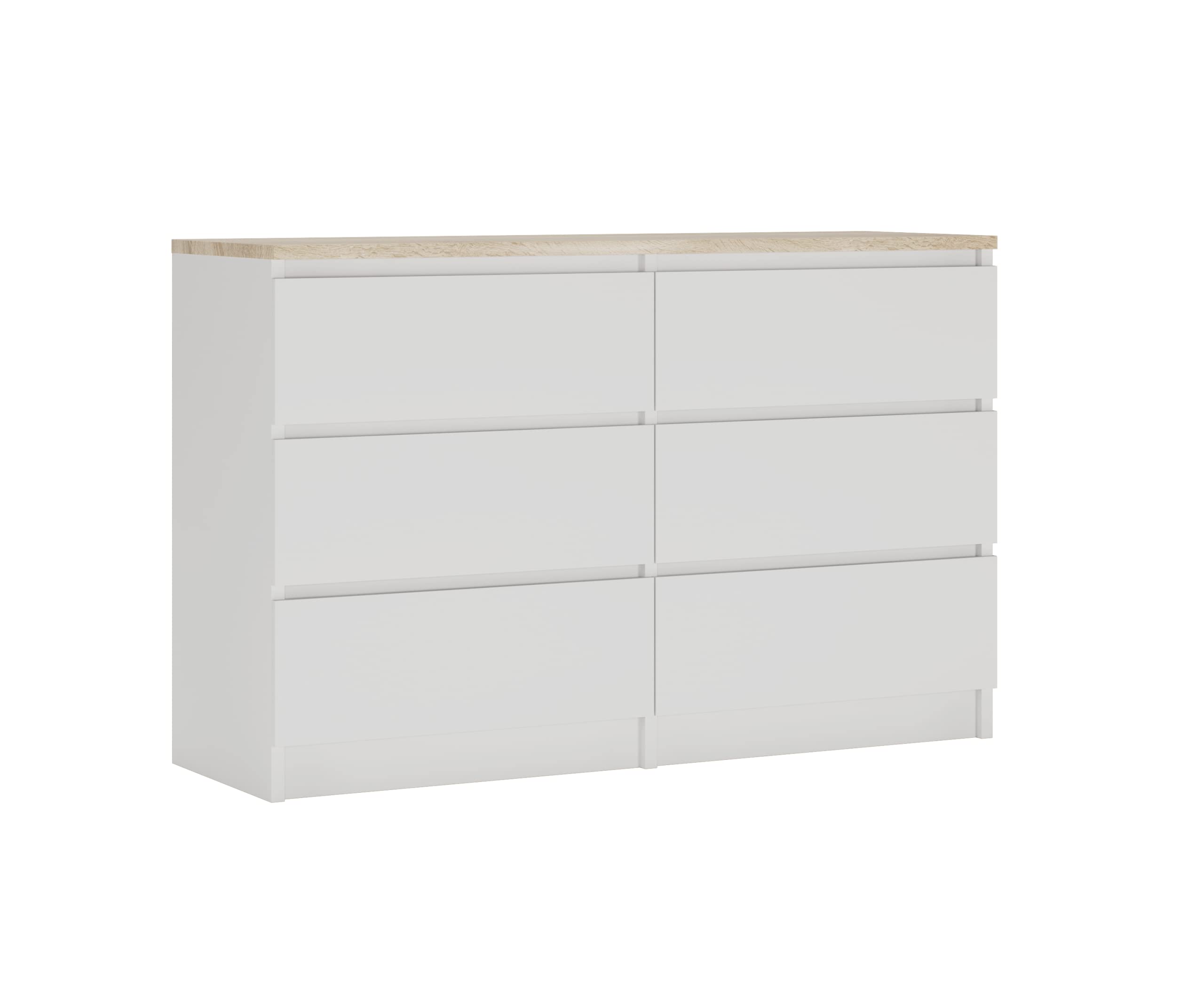 3xE living Cassettiera 6 cassetti 120 cm (Bianco & Rovere Sonoma)