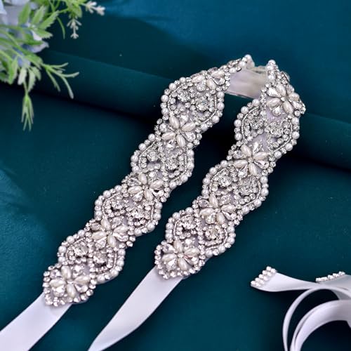 A silver diamond wedding belt, beige silk ribbon, handmade bridesmaid dress for female guests, belt decoration S1532