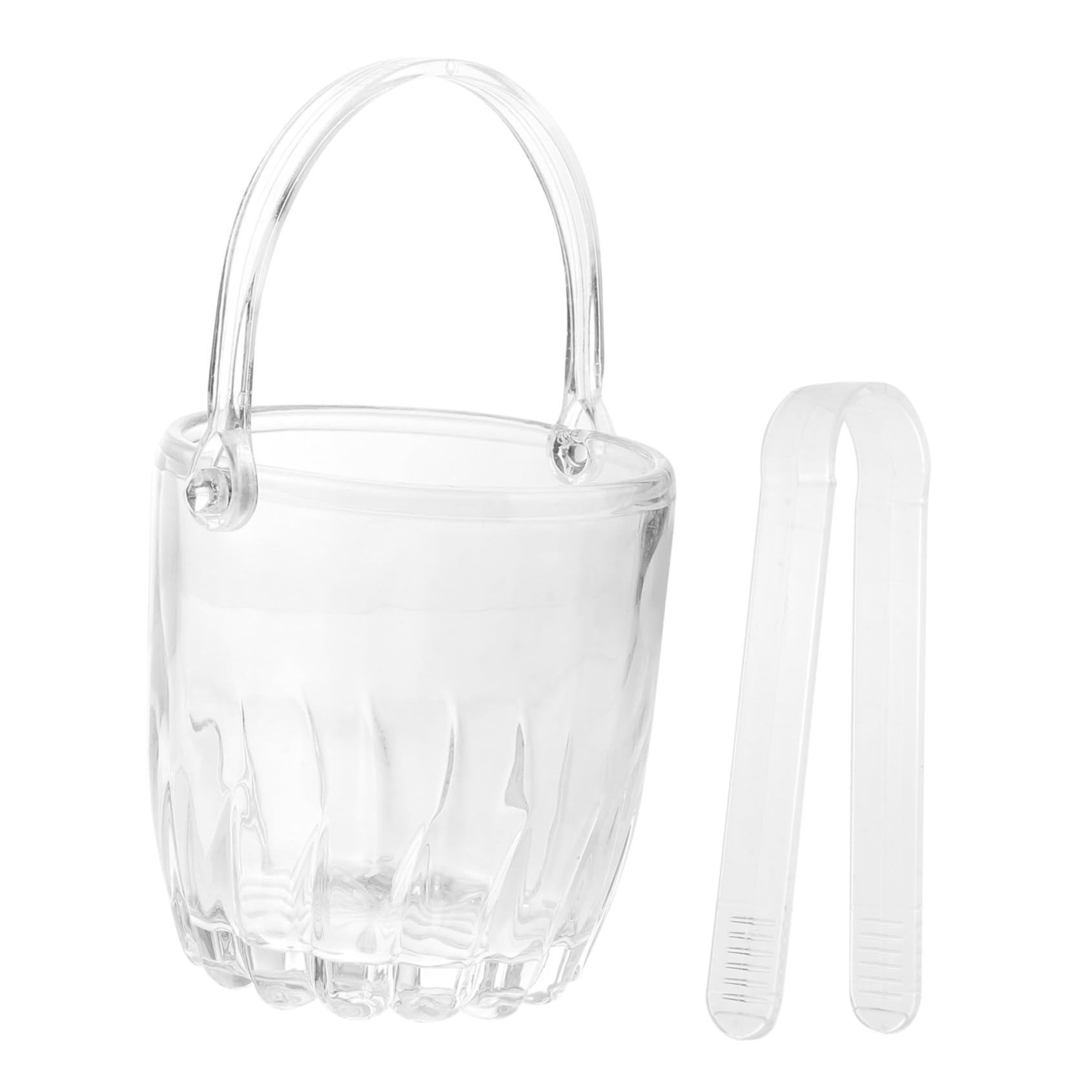 Secchiello Porta Ghiaccio in Vetro e Acrilico Leggero con Manico, Design Trasparente e Pratico per Casa e Ristorante, Facile da Posizionare, Set da 1