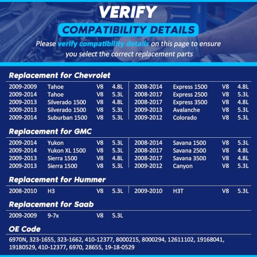 Image of BDELI 6970 New Starter Motor Compatible with 2009-2014 Chevrolet Tahoe 4.8L 5.3L, Silverado Suburban 1500, Express 2500 3500, 09-14 GMC Yukon XL, Sierra, Savana, 09-12 Canyon V8, OE 12611102 19168041