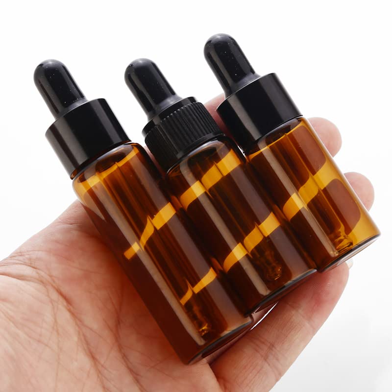50 teile/los 5 ml 10 ml 15 ml 20 ml Braunglas Tropfflasche Gläser Fläschchen Mit Pipette Für Kosmetisches Parfüm Ätherisches Öl Flaschen-20 ml,Silber