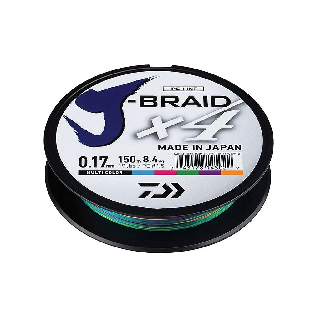 Daiwa J-Braid X4 Fishing Line Multi Colour 300m 32lb 0.25mm JB4E0.25-300MU — image 1