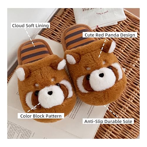Women's Cute Cartoon Red Panda Plush Slippers - Closed-Toe, Warm Fuzzy Lining, Non-Slip Sole, Cozy for Indoor Home Use4