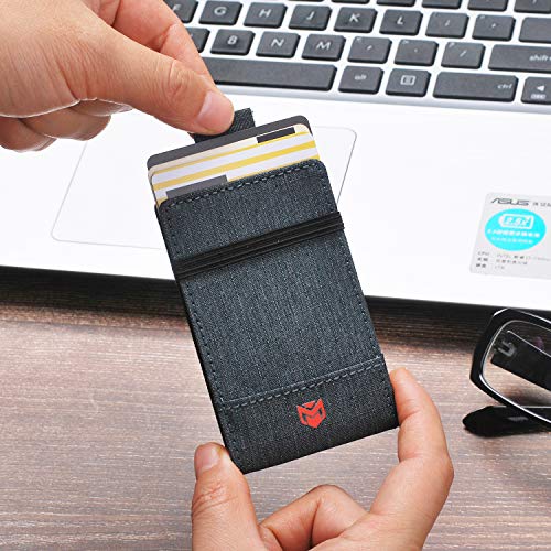 RFID Minimalist Slim Wallet for Men and Women, Holds Up to 12 Cards, Cash, Key Thin and Lightweight Credit Card Holder Grey Waterproof Microfiber2
