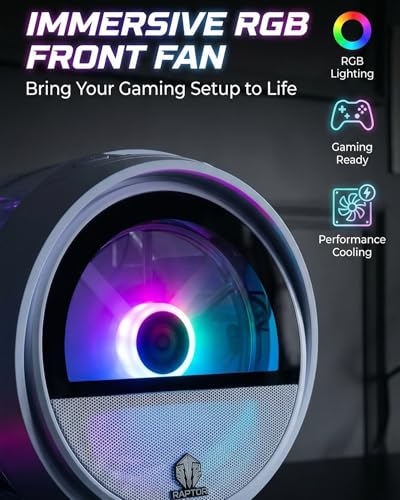 Image of Raptor Vortex RGB Gaming Cabinet (Black /White) | Panoramic Tempered Glass PC Case | mATX & Mini-ITX Support | Preinstalled RGB Fan | High Airflow Compact CPU Cabinet