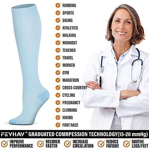 FEYHAY Copper Compression Socks (5 Pairs) 15-20 mmHg Circulation is Best Athletic & Daily for Men & Women, Running, Climbing4