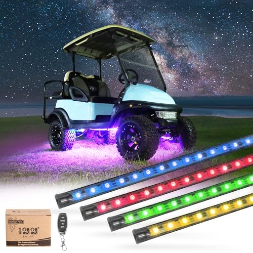 10L0L 4PCS Golf Cart Underglow LED Light Strip Kit, 22 Modes Glow Neon Underbody Lighting with Wireless Remote Control Music Sync IP67 12V-80V Input for Yamaha EZGO Club Car