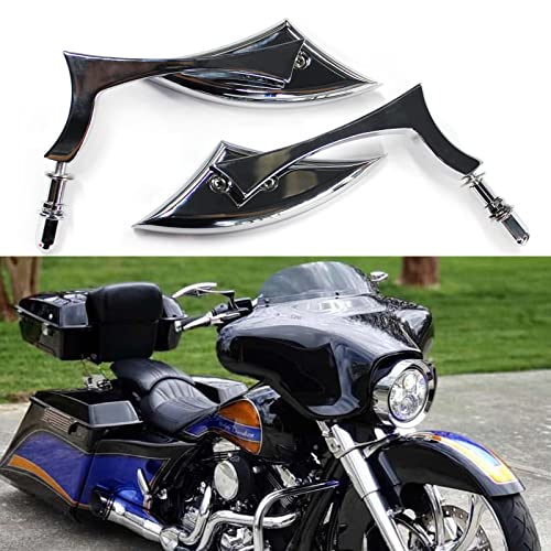 Pair Motorcycle Chrome Side Mirrors for Sportster XL 883 1200 Road King V-Rod Street Glide Electra Glide Dyna Softail 1982-2018 by MISS MOLY - Image 3