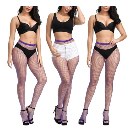 Women Fishnet Stockings, High Waist Fishnet Tights Thigh Stockings Pantyhose4