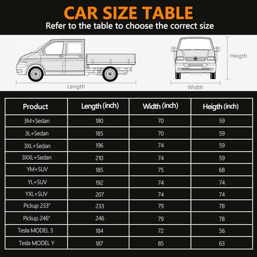 Image of Pickup Truck Cover Waterproof All Weather, Outdoor Sun UV Rain Pickup Protection, 6 Layer Heavy Duty Truck Cover, Length Up to 246 Inch(246 inch*79 inch*78 inch)