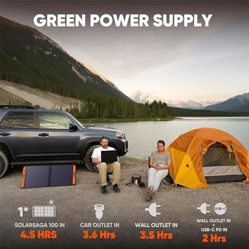Jackery Solar Generator 300, 293Wh Backup Lithium Battery with 1XSolar Panel SolarSaga 100W, 110V/300W Pure Sine Wave AC Outlet for RV Outdoors Camping Travel Blackout - Image 4
