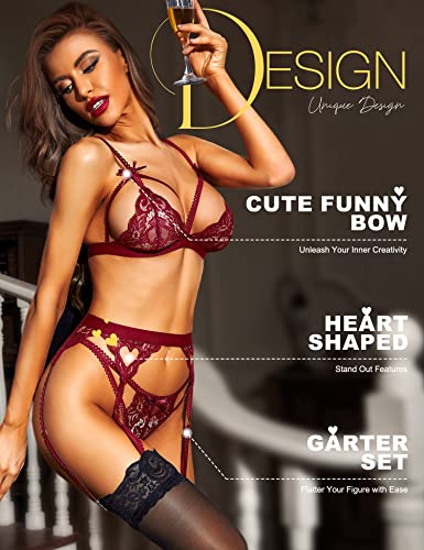 Rslove Women Lingerie Set Plus Size Lingerie For Women Lace Teddy Strap Babydoll Bodysuit With Garter Belts Wine Red Xxl #TOP3