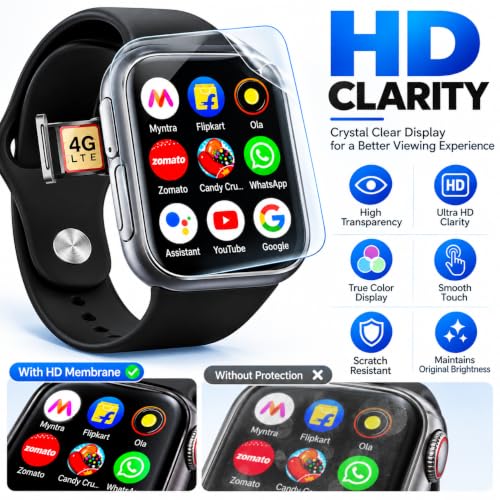AYRA TEMPERED GLASS Smart watch Screen Guard Compatible With Fire Boltt Dream Wi-Fi+4G SIM (pack of 3) - Image 3