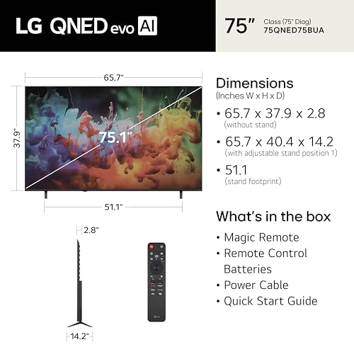 Image of LG 75-Inch Class QNED AI QNED75B Series Mini LED 4K Smart TV w /HDR10, AI Super Upscaling 4K, Filmmaker Mode, Wow Orchestra, Compatible with Alexa (75QNED75BUA, 2026)