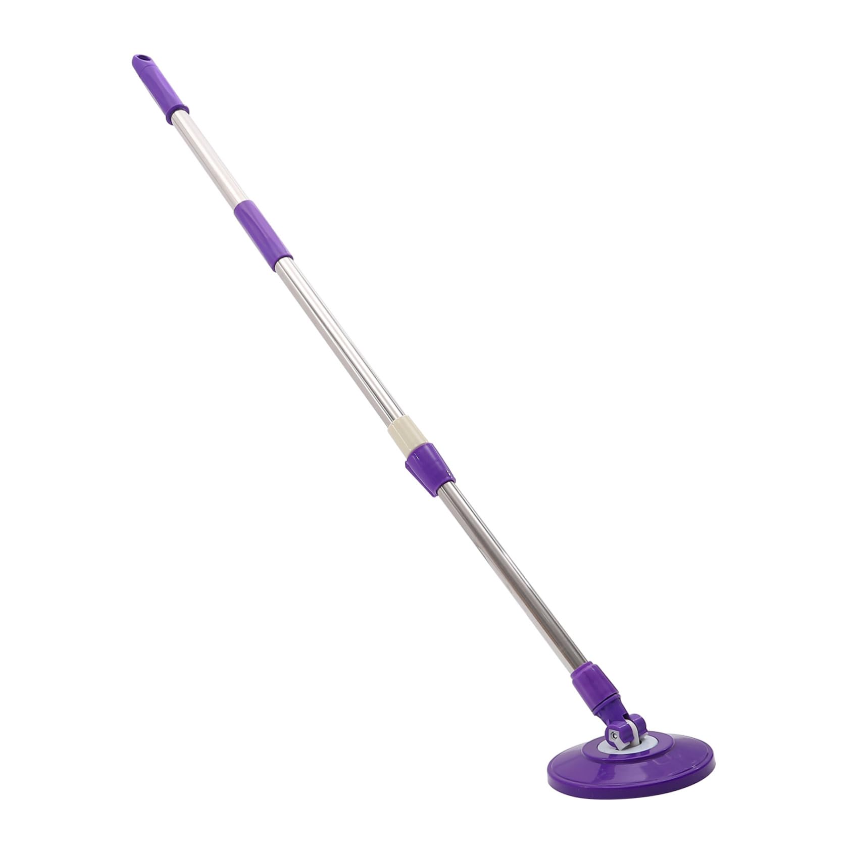 Mât de vadrouille réglable violet et tête de balai rotatif de rechange en acier inoxydable