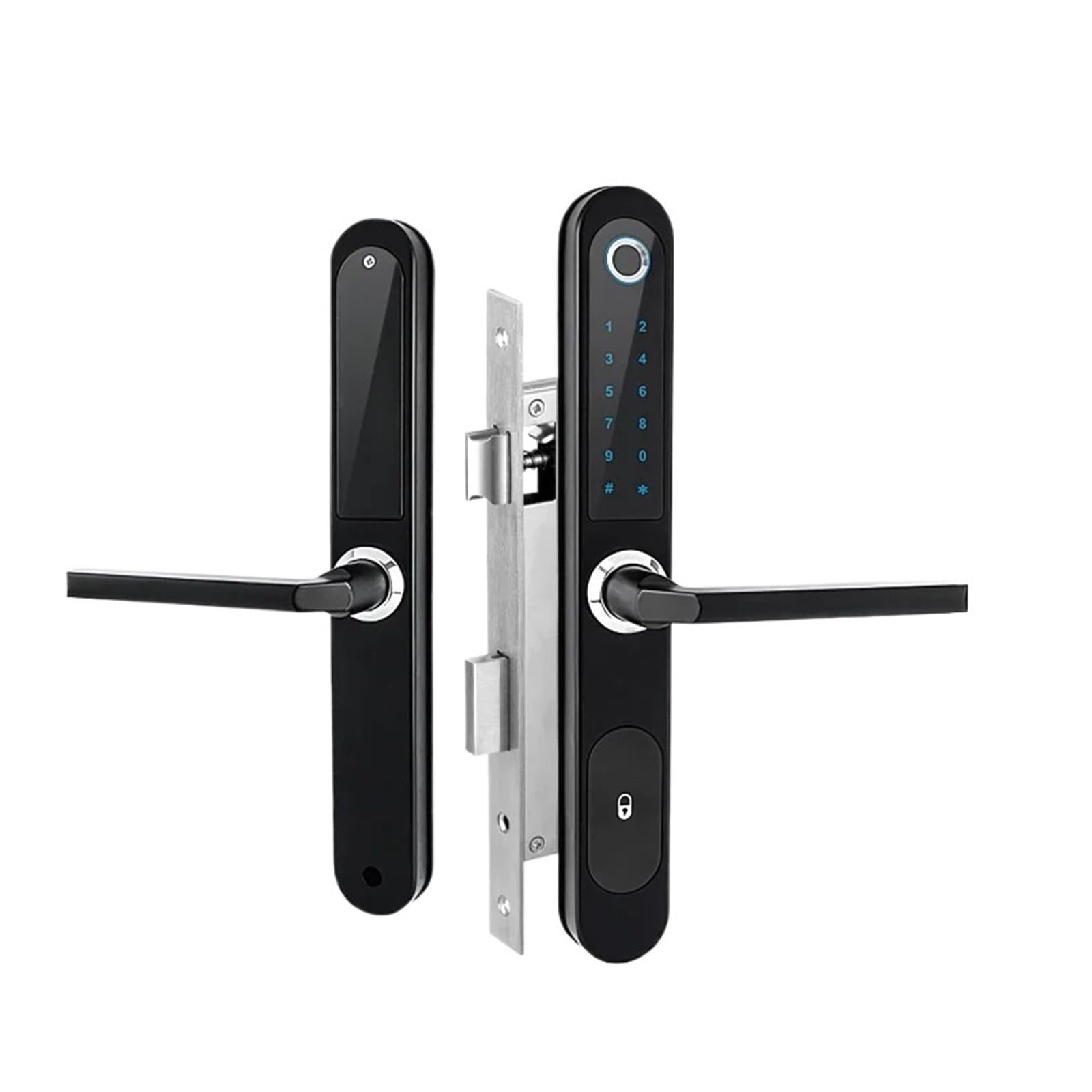 Tuya Intelligent Life Biometric Electronic Fingerprint Door Lock Smart Door Lock Password Card Lock Aluminum Glass Door (2885 Black) Octopus feet